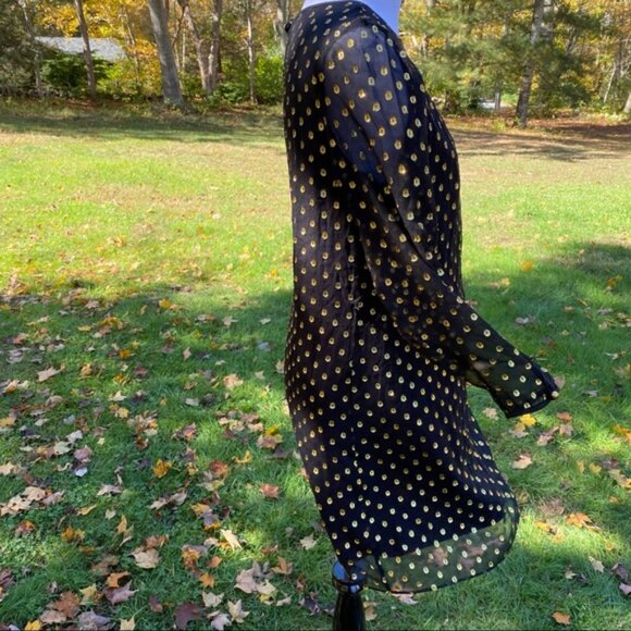 HUNTER DIXON ANTHROPOLOGIE DRESS MINI SHIFT BLACK GOLD METALLIC SILK SIZE 8 - Picture 4 of 11